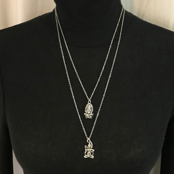 Hindu Ganesha & Shiva Handmade 2-Layer Silver Necklace - Picture 8 of 15